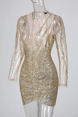 Ruched Design Sequin Bodycon Dress