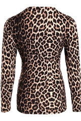 Cheetah Print V-neck Long Sleeve Top