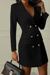 Double Breasted Long Sleeve Blazer Dress