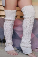 1Pair Over The Knee Braided Knit Leg Warmers