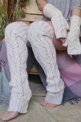 1Pair Over The Knee Braided Knit Leg Warmers