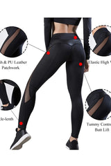 High Waist Sheer Mesh Tummy Control Butt Lift Leggings