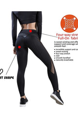 High Waist Sheer Mesh Tummy Control Butt Lift Leggings