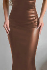 Sleeveless PU Leather Bodycon Dress