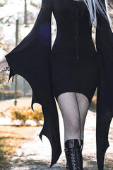 Halloween Lace-up Batwing Sleeve Bodycon Dress