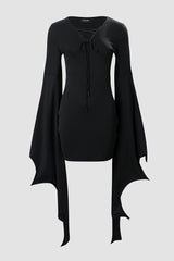 Halloween Lace-up Batwing Sleeve Bodycon Dress