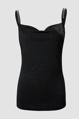 Rhinestone Glitter Cowl Neck Cami Top