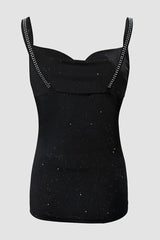 Rhinestone Glitter Cowl Neck Cami Top