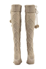 Braided Bowknot Decor Skinny Long Socks