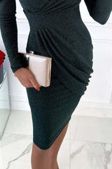 Long Sleeve Ruched Party Dress