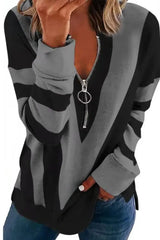 Colorblock Zipper Design Long Sleeve Sweatshirt