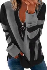 Colorblock Zipper Design Long Sleeve Sweatshirt