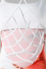 Tie Dye Print Fishnet Backless Bodycon Dress