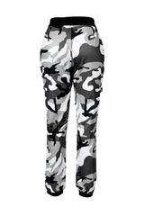 Buttoned Camouflage Print Buckle Cargo Pants