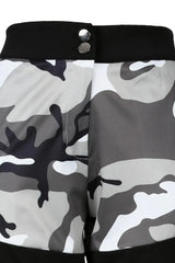 Buttoned Camouflage Print Buckle Cargo Pants