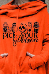 Halloween Graphic Print Dip Hem Hooded Sweatshirt