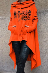 Halloween Graphic Print Dip Hem Hooded Sweatshirt