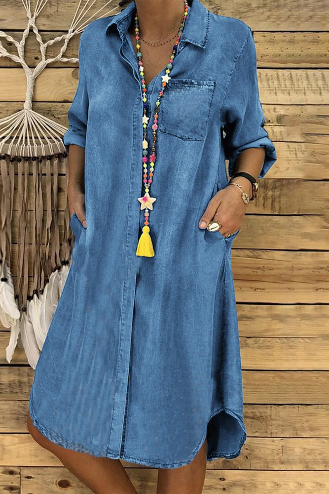 Long Sleeve Button Down Denim Dress