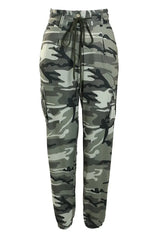 Camouflage Print Drawstring Pocket Design Cargo Pants