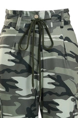 Camouflage Print Drawstring Pocket Design Cargo Pants