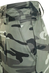 Camouflage Print Drawstring Pocket Design Cargo Pants