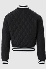 Contrast Paneled Long Sleeve Zip Up Puffer Jacket