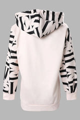 Geometric Print Long Sleeve Drawstring Hoodie