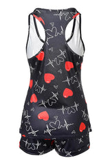 Valentine's Day Heart Print Drawstring Pajamas Set