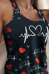 Valentine's Day Heart Print Drawstring Pajamas Set