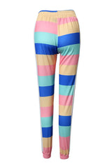 Colorblock Pocket Design Drawstring Skinny Pants