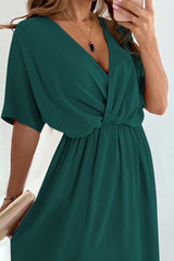 V-Neck Split Thigh Wrap Maxi Dress