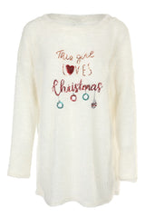 Christmas Sequins Long Sleeve Fluffy Sweater Dress