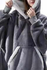 Warm Fleece Lined Fluffy Oversized Wearable Blanket Hoodie