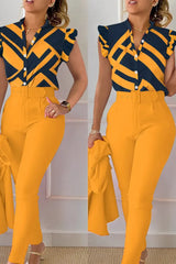 Ombre Buttoned Shirt & High Waist Pants Set