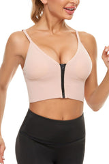 Plain Zipper Front Sports Bra