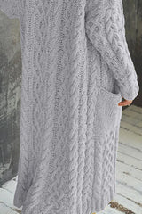 Long Sleeve Cable Knit Hooded Cardigan