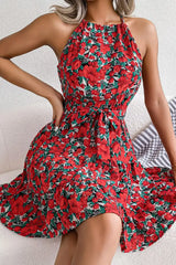 Floral Print Tied Detail Design Dress