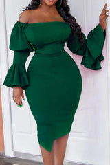 Off Shoulder Bell Sleeve Party Dress