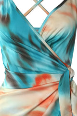 Tie Dye Knot Side Wrap Cami Dress