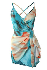 Tie Dye Knot Side Wrap Cami Dress